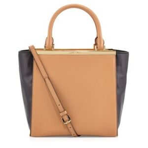 Michael Kors Lana Suntan/Black Colorblock Leather Medium Bag with Bag Ch…